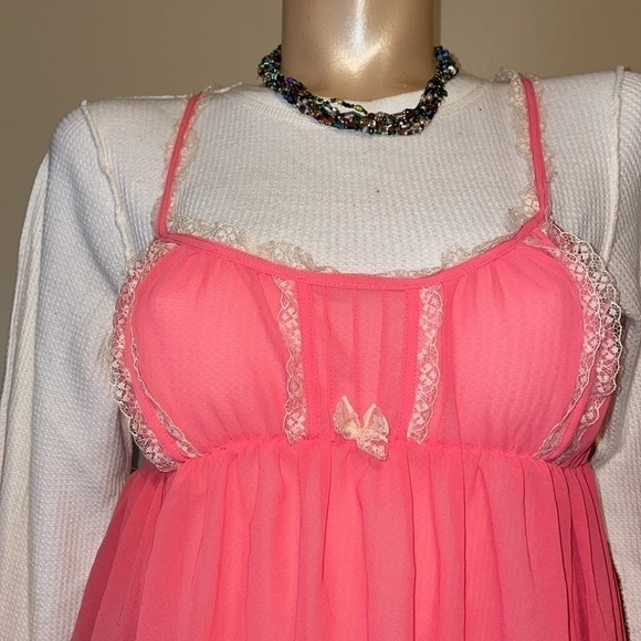 Victorias Secret women’s lingerie nightie medium top bottom gown intimate pink - Picture 3 of 8